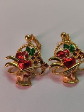 Vintage Avon Fruit Basket Clip-On Earrings
